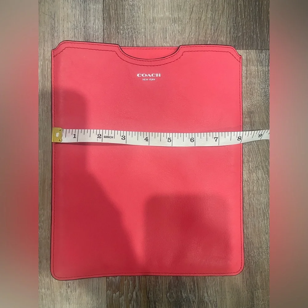 Coach Vibrant Coral Pink Leather Sleeve for iPad, some slight discoloration